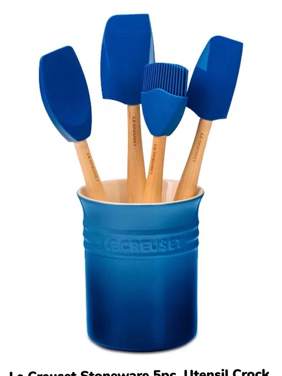 Le Creuset Other - Le Creuset Stoneware 5pc. Utensil Crock - Marsielle (blue)